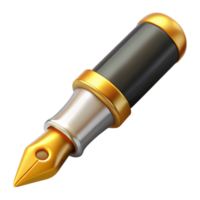 distinguished nordic Photorealistic, hyper-specific professional render of a vintage fountain pen with a gold nib with Transparent Background crisp png