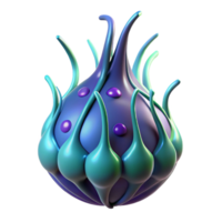 exquisite harmonious organic Photorealistic, ultra-detailed, hyper-specific professional render of a single, bioluminescent alien seed pod with glowing tendrils with Transparent Background impeccable png