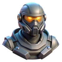 exquisite peaceful abstract Concept art style, isolated cutout of a futuristic, heavy-duty power armor helmet with integrated HUD with Transparent Background top-tier png