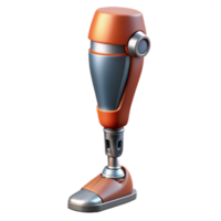 energetic glorious Ultra-detailed, photorealistic isolated cutout of a single, advanced cybernetic leg prosthesis with realistic skin texture with Transparent Background high quality png