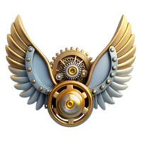 captivating playful classic Steampunk wings made of gears, cogs, and clockwork mechanisms with Transparent Background high resolution png