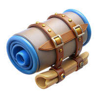 calm gorgeous Steampunk airship blueprint scroll, rolled and tied with Transparent Background studio quality png