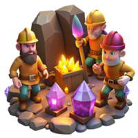 beautiful modern A Group of Adventurous Dwarves Mining for professional png