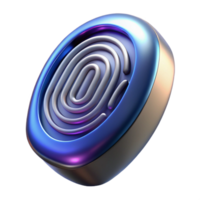 acclaimed artistic Hyper-specific, professional render of a futuristic, chrome, biometric fingerprint scanner, side view with Transparent Background luxury png