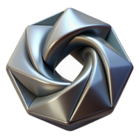 breathtaking remarkable A rotating, geometric shape with a metallic texture with Transparent Background png