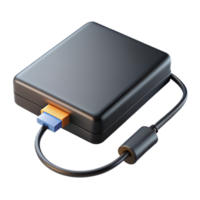 captivating contemporary Hyper-specific, professional render of a compact, black external hard drive with a USB port with Transparent Background gallery standard png