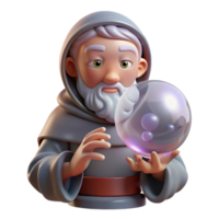 stunning artistic A Wise Old Oracle Gazing Into a Crystal original png