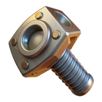 beautiful mysterious minimalist Steampunk bolt with hexagonal head and steel finish with Transparent Background studio quality png