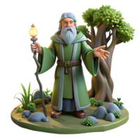 serene modern A Wise Old Druid Performing a Ritual in a professional png