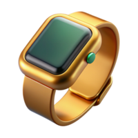 exemplary baroque Hyper-specific, professional render of a sleek, gold smartwatch displaying a fitness tracker interface with Transparent Background fine detail png