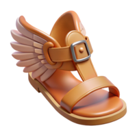 exquisite elegant Photorealistic isolated cutout of a single, winged Hermes sandal, detailed buckles and straps with Transparent Background gallery standard png