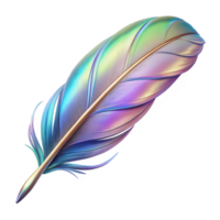 exemplary bohemian A single, floating feather with iridescent, shimmering barbs with Transparent Background ultra HD png