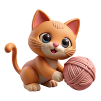 dreamy dramatic A playful kitten, batting at a yarn ball with Transparent Background high quality png