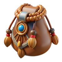 exemplary victorian Hyper-specific, professional render of a tribal shaman's medicine pouch made of leather and adorned with beads with Transparent Background high resolution png