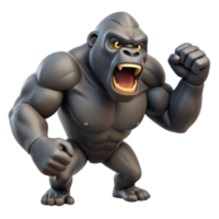 dramatic notable A roaring gorilla, beating chest, powerful build with Transparent Background png