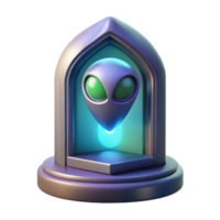 celebrated avant-garde Concept art style, isolated cutout of a bioluminescent, alien architectural window frame with Transparent Background exclusive png
