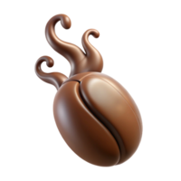 calm mesmerizing A single, floating coffee bean with swirling steam tendrils with Transparent Background museum quality png