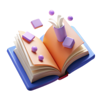 alluring sought-after A stylized open book with pages turning and symbols floating upwards with Transparent Background png