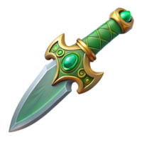 distinctive avant-garde Photorealistic, ultra-detailed, isolated cutout of a single, ornate, jeweled elven dagger with swirling engravings with Transparent Background top-tier png
