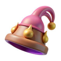 coveted minimalist Concept art style, isolated cutout of a whimsical, feathered pixie hat with tiny bells with Transparent Background expertly shot png