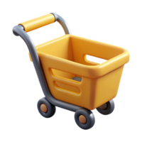 celebrated mid-century A single, floating shopping cart icon with Transparent Background crisp png