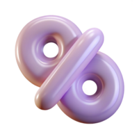 beautiful avant-garde A single, floating percentage symbol made of translucent plastic with Transparent Background high resolution png