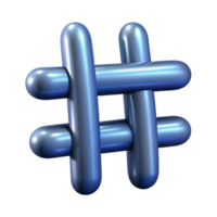 dreamy striking A single, floating hashtag symbol made of interwoven metal wires with Transparent Background fine detail png