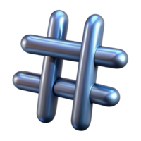 dreamy mesmerizing A single, floating hashtag symbol made of interwoven metal wires with Transparent Background exclusive png