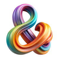 dramatic tropical A stylized ampersand made of flowing, colorful ribbons with Transparent Background ultra HD png