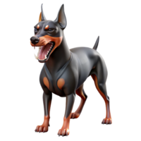 coveted industrial A growling Doberman Pinscher, sharp teeth, muscular body with Transparent Background precision png