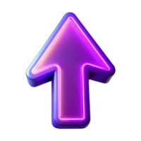 dazzling modern A single, floating arrow pointing upwards made of glowing neon with Transparent Background precision png