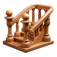 calm captivating Ultra-detailed professional render of a single, intricately carved wooden banister with Transparent Background artisan png