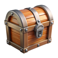 exquisite harmonious creative Hyper-specific, professional render of a polished, wooden treasure chest with iron bands with Transparent Background precision png