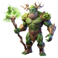 serene rustic A Powerful Giant with Tree Like Skin and high quality png