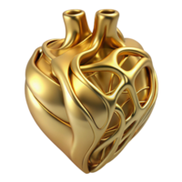 dramatic vintage A golden, abstract human heart, intricate design with Transparent Background studio quality png