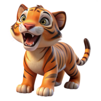 elegant distinguished A roaring tiger cub, playful expression, soft fur with Transparent Background png