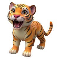 exquisite abstract A roaring tiger cub, playful expression, soft fur with Transparent Background sharp png
