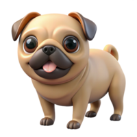 dramatic alluring A playful pug, wrinkled face, curled tail with Transparent Background handcrafted png
