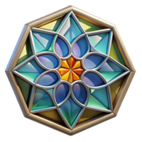 dazzling urban Ultra-detailed professional render of a single, stained glass window panel, depicting abstract geometric patterns with Transparent Background exclusive png
