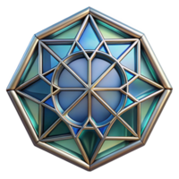 dazzling signature Ultra-detailed professional render of a single, stained glass window panel, depicting abstract geometric patterns with Transparent Background png