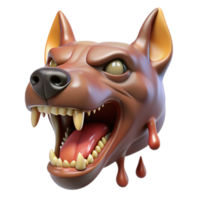 elegant memorable Photorealistic isolated cutout of a single, three-headed Cerberus muzzle, dripping saliva with Transparent Background png