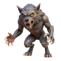 elegant coveted A fierce werewolf mid-transformation, showing fangs and claws with Transparent Background png