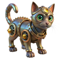 serene minimalist A Steampunk Cat with Mechanical Gears authentic png