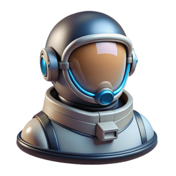 esemplare costiero iperspecifico professionale rendere di un' futuristico tuta spaziale casco con hud Schermo e riflessivo visiera con trasparente sfondo fatto a mano png