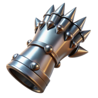 enchanting tranquil baroque Hyper-specific, professional render of a single, gleaming, metal gauntlet with spikes with Transparent Background professional png