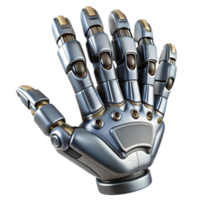 dramatic celebrated Ultra-detailed professional render of a futuristic robotic hand with articulated fingers and metallic plating, isolated cutout with Transparent Background png