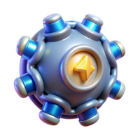 coveted bohemian Photorealistic, hyper-specific, isolated cutout of a high-tech energy cell with glowing core with Transparent Background artisan png