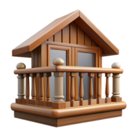 beautiful intense impressionist Swiss chalet balcony railing, with Transparent Background authentic png