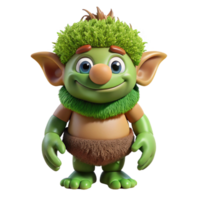coveted abstract A cartoon-style, friendly troll with a patch of green moss with Transparent Background ultra HD png