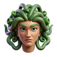 alluring energetic vintage A realistic illustration of a Medusa head with snakes with Transparent Background crisp png